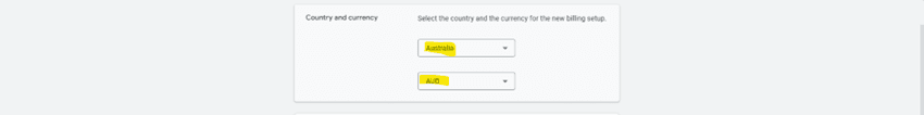 Google Ads create billing setup